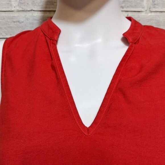 Maven West shirt red side tie knot mandarin collar sleeveless sz XS - Picture 6 of 8